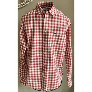 Lacoste Men’s Red/White Plaid Shirt Size 42 EUC